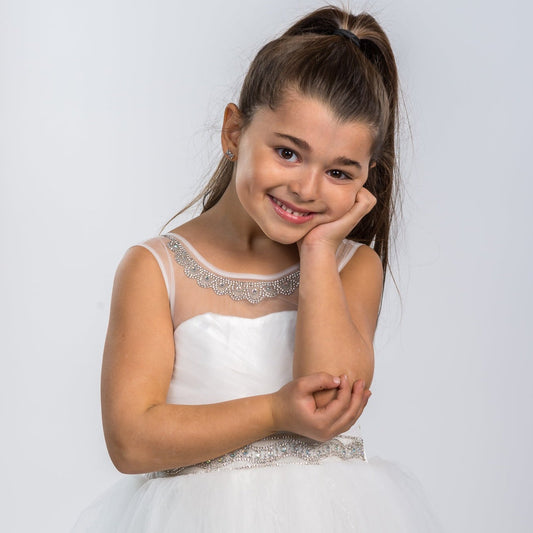 The American Princess Girls' White Dress-0