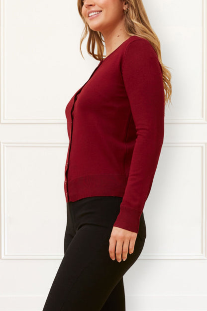 Noelle Women's Lightweight Button-Front Cardigan Round Neckline-4