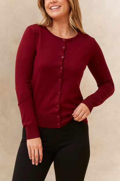 Noelle Women's Lightweight Button-Front Cardigan Round Neckline-3