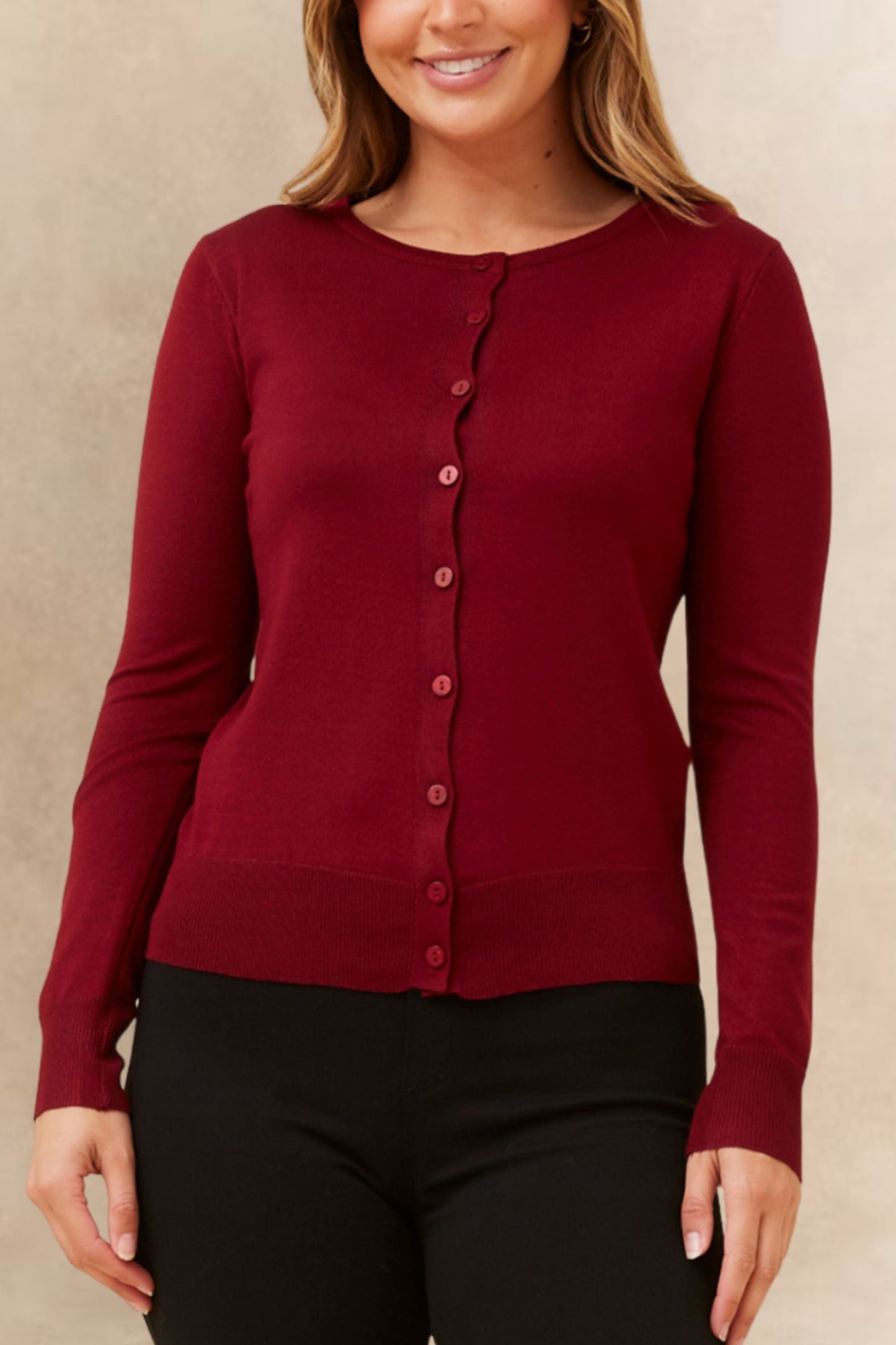 Noelle Women's Lightweight Button-Front Cardigan Round Neckline-0