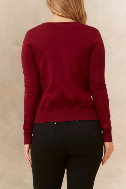 Noelle Women's Lightweight Button-Front Cardigan Round Neckline-4